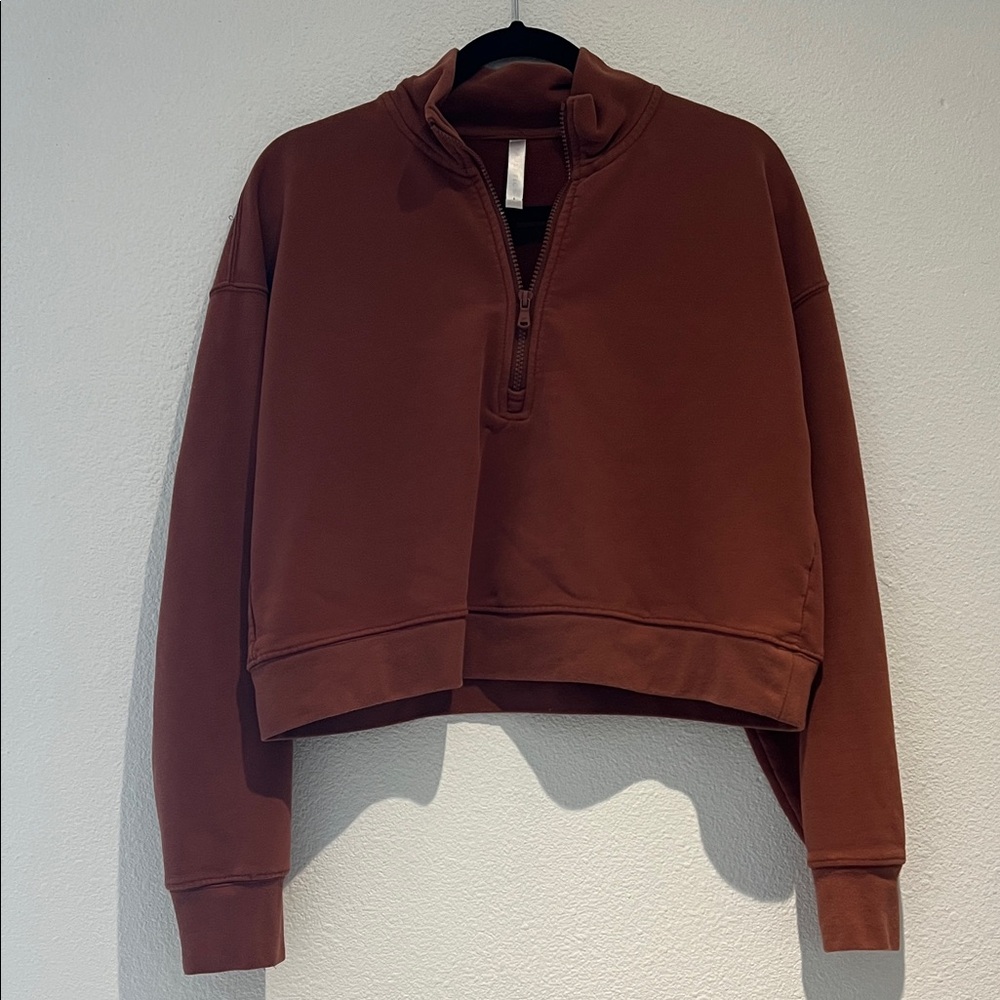 Fabletics Chocolate Half-Zip Sweatshirt